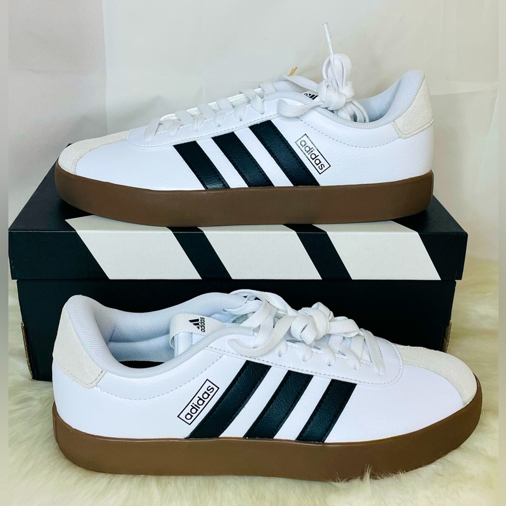 New Adidas VL Court 3.0 Sports White and Black Women’s Running Athletics Shoes